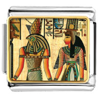Italian Charms - gold plated egyptian horus and nefertiti photo italian charm Image.