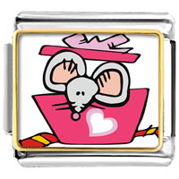 Italian Charms - gold plated valentine's day rat cartoon photo italian charm Image.
