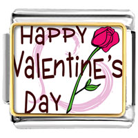 Italian Charms - gold plated valentine's day pink rose photo italian charm bracelets Image.