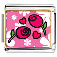Italian Charms - gold plated valentine's day red roses photo italian charms bracelets Image.