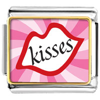 Italian Charms - gold plated valentine's day lip kisses photo italian charms bracelets Image.
