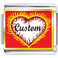 Italian Charms - gold plated valentine's day custom feathered heart photo italian charms bracelets Image.