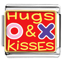 Italian Charms - gold plated valentine's day hugs &amp; kisses photo italian charms bracelets Image.