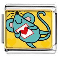 Italian Charms - gold plated valentine's day blue mouse photo italian charms bracelets Image.
