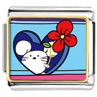 Italian Charms - gold plated valentine's day red rose mouse photo italian charms bracelets Image.