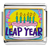 Italian Charms - gold plated leap year birthday cake photo italian charms bracelets Image.