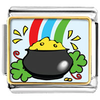 Italian Charms - a pot of gold photo italian charm Image.