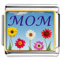 Italian Charms - sunflower admiring mom photo italian charm Image.