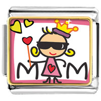 Italian Charms - gold plated mother's day theme photo italian charm, Image.