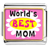 Italian Charms - gold plated mother's day theme photo italian charm world's best mom Image.