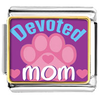 Italian Charms - gold plated mother's day theme photo italian charm devoted mom Image.