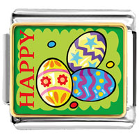 Italian Charms - gold plated cartoon theme photo italian charm, happy easter Image.