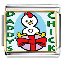 Italian Charms - gold plated cartoon theme photo italian charm daddy's chick easter Image.
