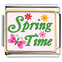 Italian Charms - gold plated cartoon theme photo italian charm spring time Image.