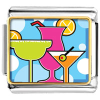 Italian Charms - gold plated cartoon theme photo italian charm cocktail summer Image.