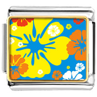 Italian Charms - yellow and orange flower photo italian charm Image.