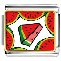 Italian Charms - gold plated food watermelon photo italian charm bracelets Image.