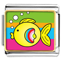 Italian Charms - gold plated animal fish photo italian charm bracelets Image.