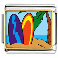 Italian Charms - gold plated travel sand beach photo italian charm bracelets Image.