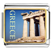 Italian Charms - gold plated landmark greece photo italian charm bracelets Image.