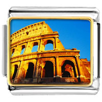 Italian Charms - gold plated landmark colosseum photo italian charm bracelets Image.