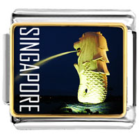 Italian Charms - gold plated travel merlion photo italian charm bracelets Image.