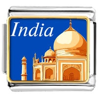 Italian Charms - gold plated travel fa�ade of taj mahal photo italian charm bracelets Image.