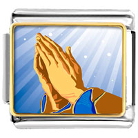 Italian Charms - gold plated religion praying hands photo italian charm bracelets vph2124 Image.