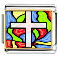 Italian Charms - gold plated religion stained glass photo italian charm bracelets Image.