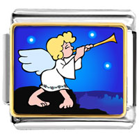 Italian Charms - gold plated religion angel &amp;amp; horn photo italian charm bracelets Image.