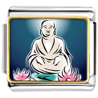 Italian Charms - gold plated religion holy buddha with lotus photo italian charm bracelets Image.
