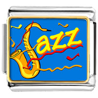 Italian Charms - gold plated music jazz photo italian charm bracelets Image.