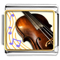 Italian Charms - gold plated music violoncello photo italian charm bracelets Image.