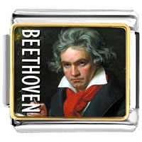 Italian Charms - gold plated music beethoven photo italian charm bracelets Image.