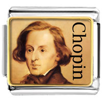 Italian Charms - gold plated music chopin photo italian charm bracelets Image.