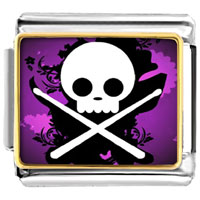 Italian Charms - gold plated music theme skull music photo italian charm bracelets Image.