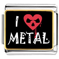 Italian Charms - gold plated music theme i love metal photo italian charm bracelets Image.