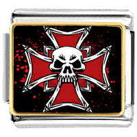 Italian Charms - gold plated music theme metal skull photo italian charm bracelets Image.