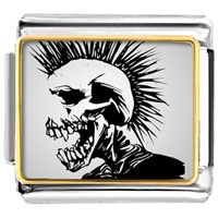 Italian Charms - gold plated music theme horror skull man photo italian charm bracelets Image.