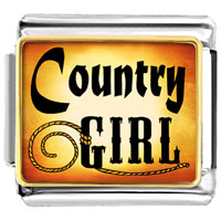 Italian Charms - gold plated music theme country girl photo italian charm bracelets Image.