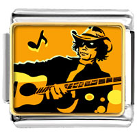 Italian Charms - gold plated music theme country singer photo italian charm bracelets Image.