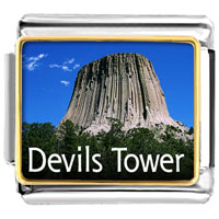 Italian Charms - gold plated landmark devils tower photo italian charm bracelets Image.