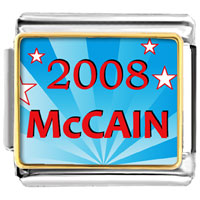 Italian Charms - gold plated usa patriotic 2008 mccain photo italian charm bracelets Image.