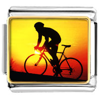 Italian Charms - gold plated sports cyclocross photo italian charm bracelets Image.