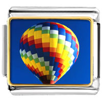 Italian Charms - gold plated travel hot air balloon photo italian charm bracelets Image.