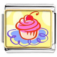 Italian Charms - gold plated food cupcake photo italian charm bracelets Image.
