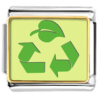 Italian Charms - gold plated sign recycle photo italian charm bracelets Image.
