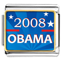 Italian Charms - gold plated character obama photo italian charm bracelets Image.