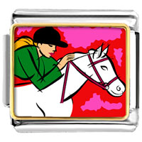 Italian Charms - gold plated hobbies ride horse photo italian charm bracelets Image.