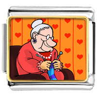Italian Charms - knitting grandma photo italian charm Image.